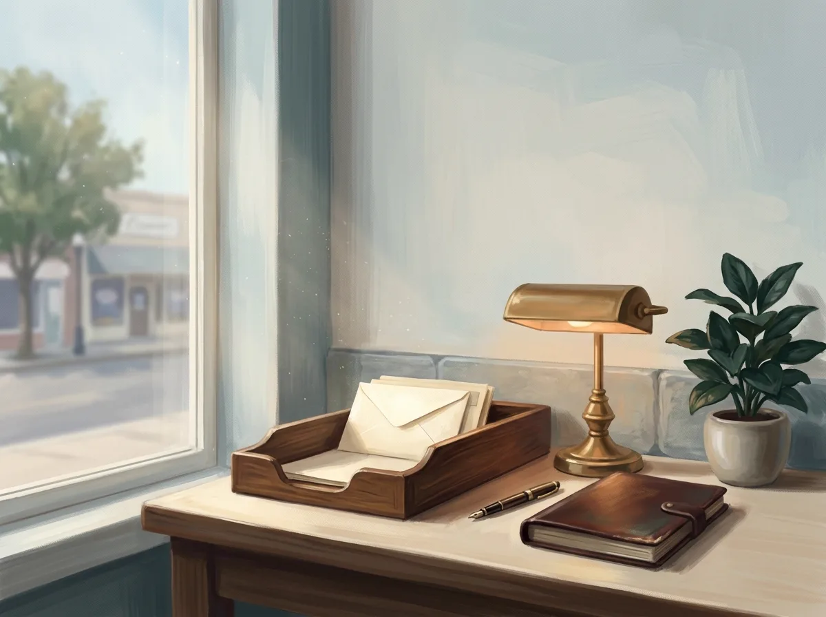 A request slip filed into a ledger of orders in warm late-afternoon light.